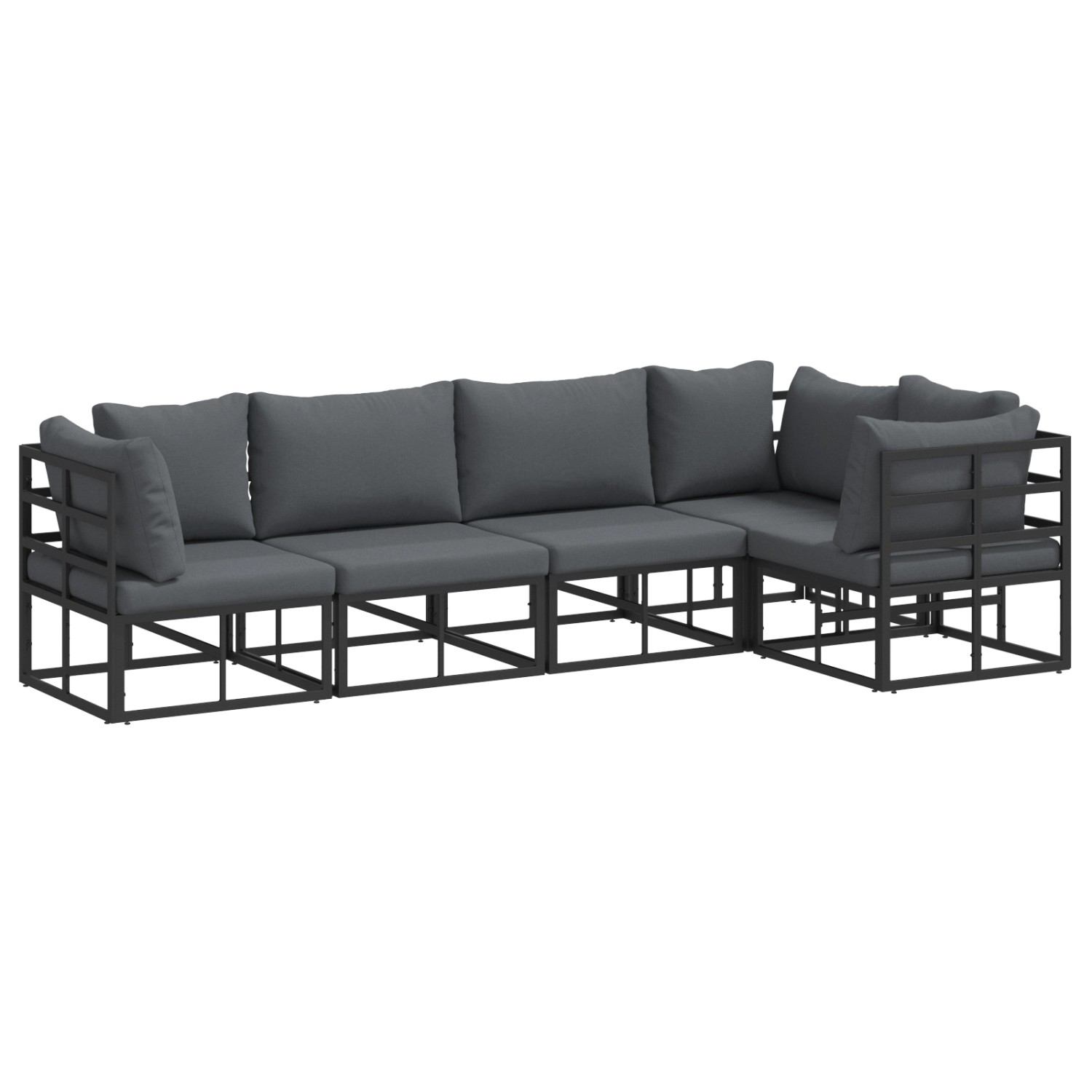 vidaXL Garten-Sofa-Set mit Kissen 5-Tlg Schwarz Aluminium 3378866 günstig online kaufen