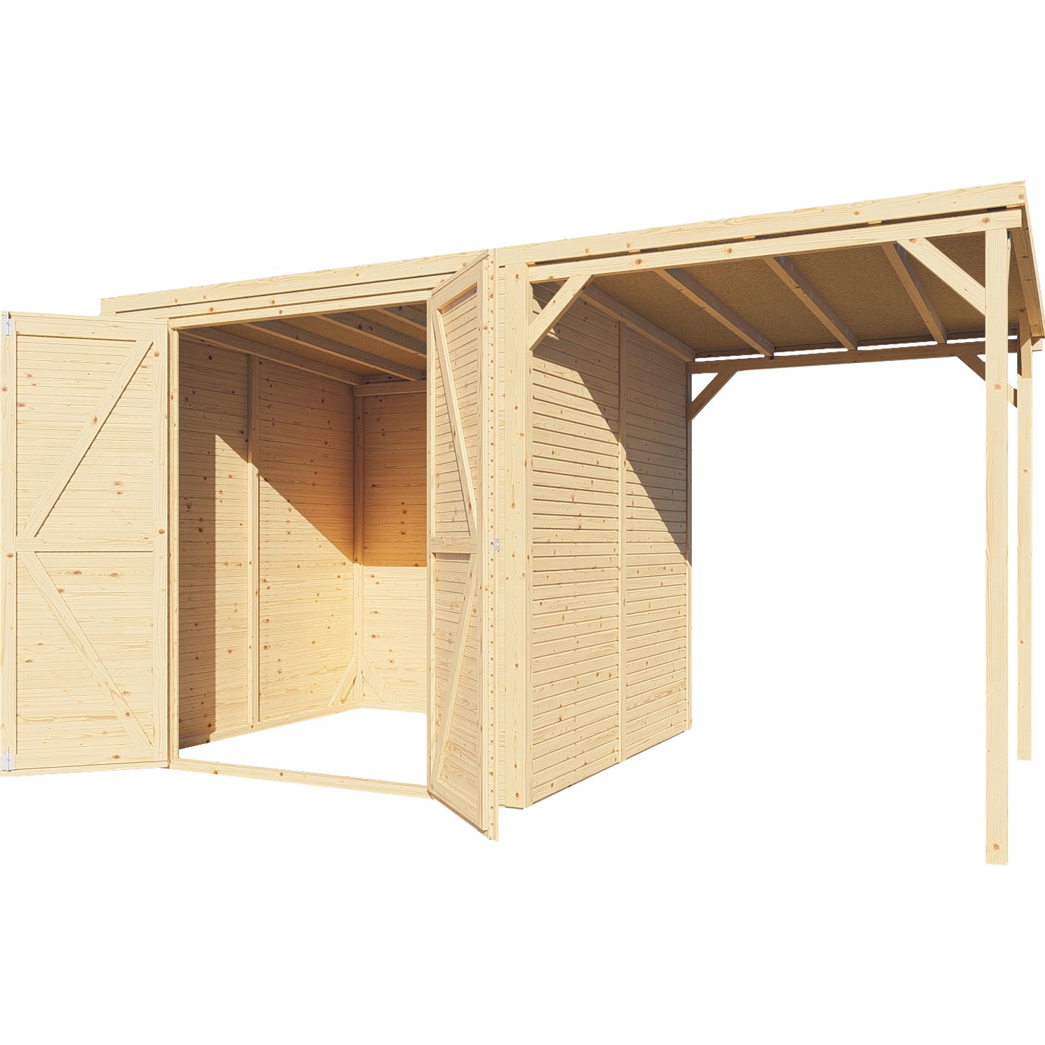 Bertilo Holz-Gartenhaus Box 3 Plus Natur 373 cm x 202 cm FSC®