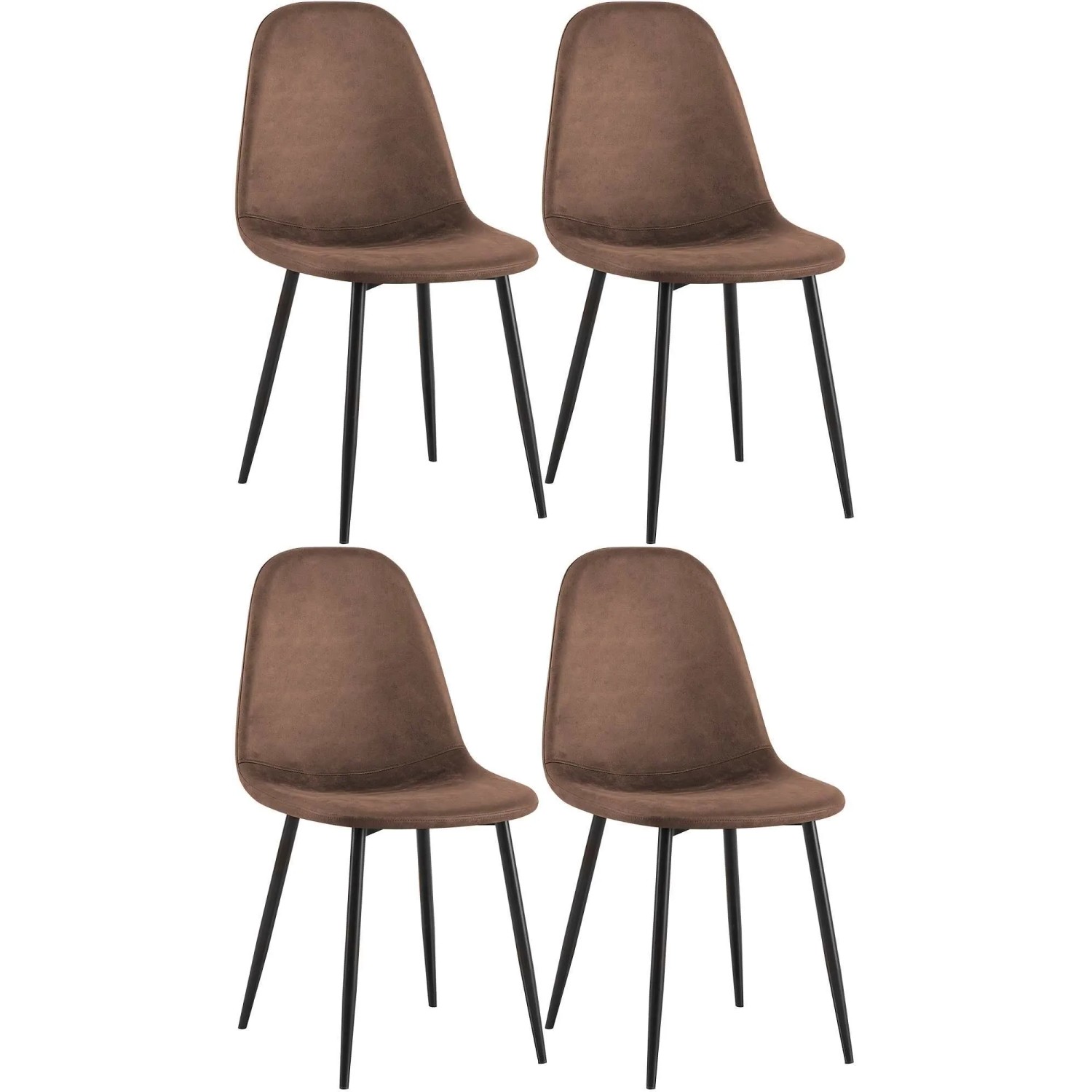 CLP 4er Set Esszimmerstühle Napier braun/Kunstleder