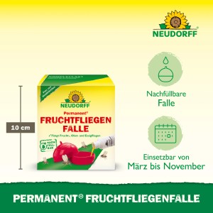Neudorff Permanent Fruchtfliegenfalle, nachfüllbar und insektizidfrei zur Bekämpfung von Fruchtfliegen.