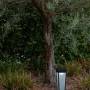 Lutec LED Solar Wegeleuchte Dias, mattschwarz, neben Baum im Garten.