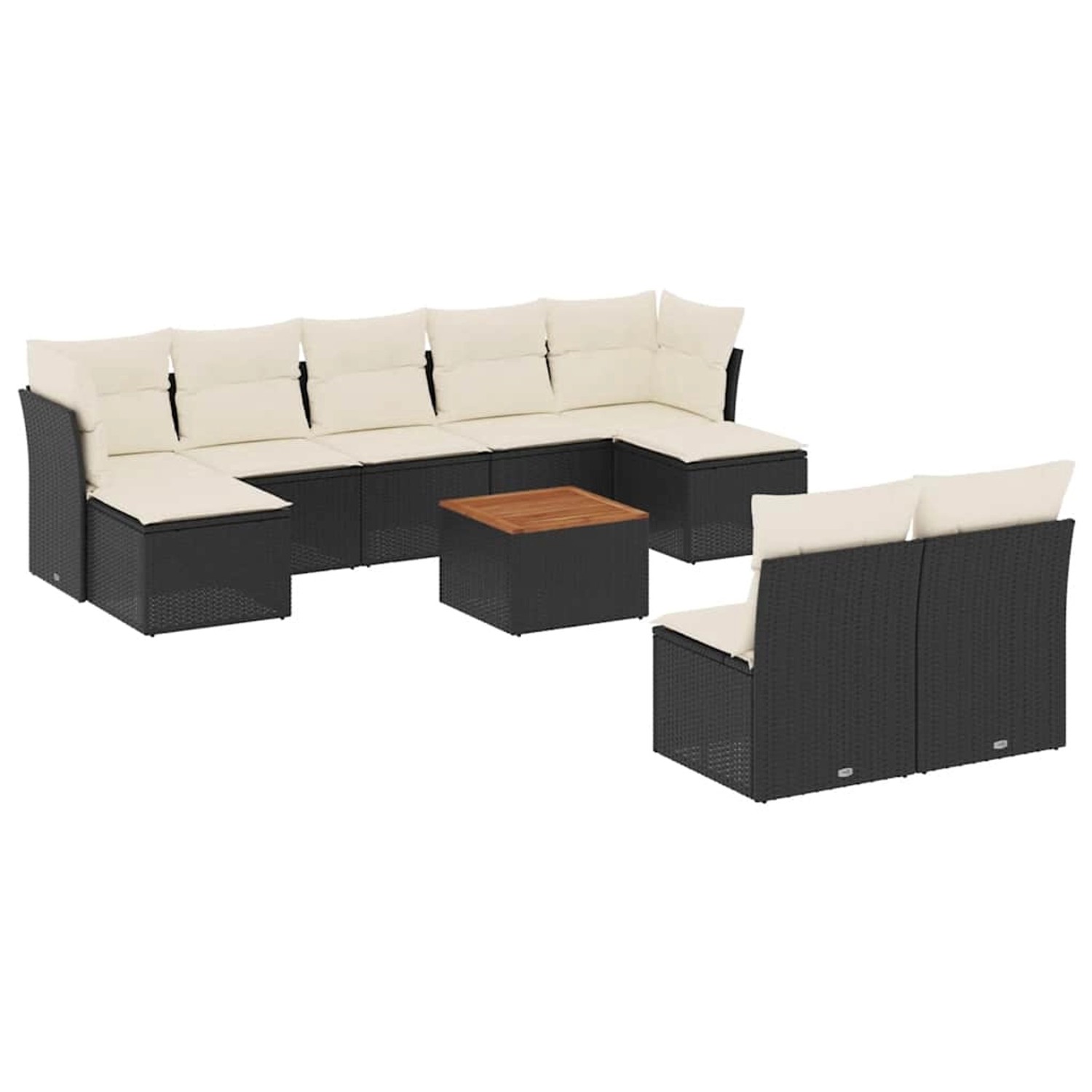 vidaXL 10-Tlg Garten-Sofagarnitur mit Kissen Schwarz Poly Rattan 3256189 günstig online kaufen