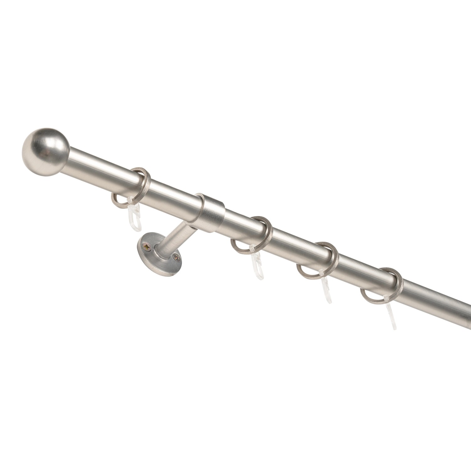 Mydeco Gardinenstange Komplettset, ausziehbar, Edelstahl-Optik, 160-280cm.