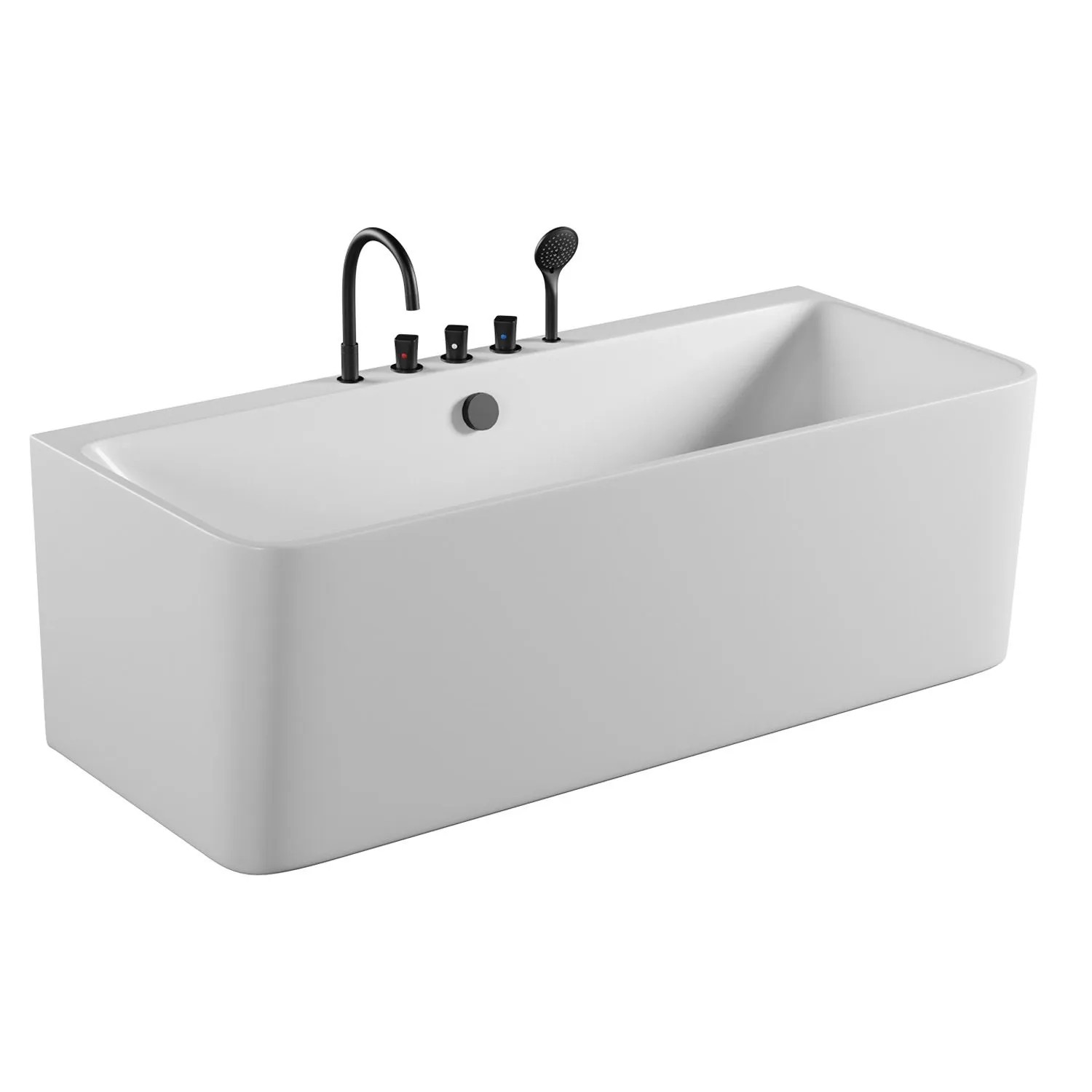 Tronitechnik Badewanne Saria Masse Ca 170 X 80 X 58Cm Wanne Inkl Schwarze Armatur - Füllmenge 195 Literacryl Siphon