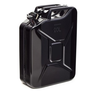 Schwarzer 20L Metall Kraftstoffkanister für Benzin/Diesel, TÜV-geprüft, ideal als Reservekanister.