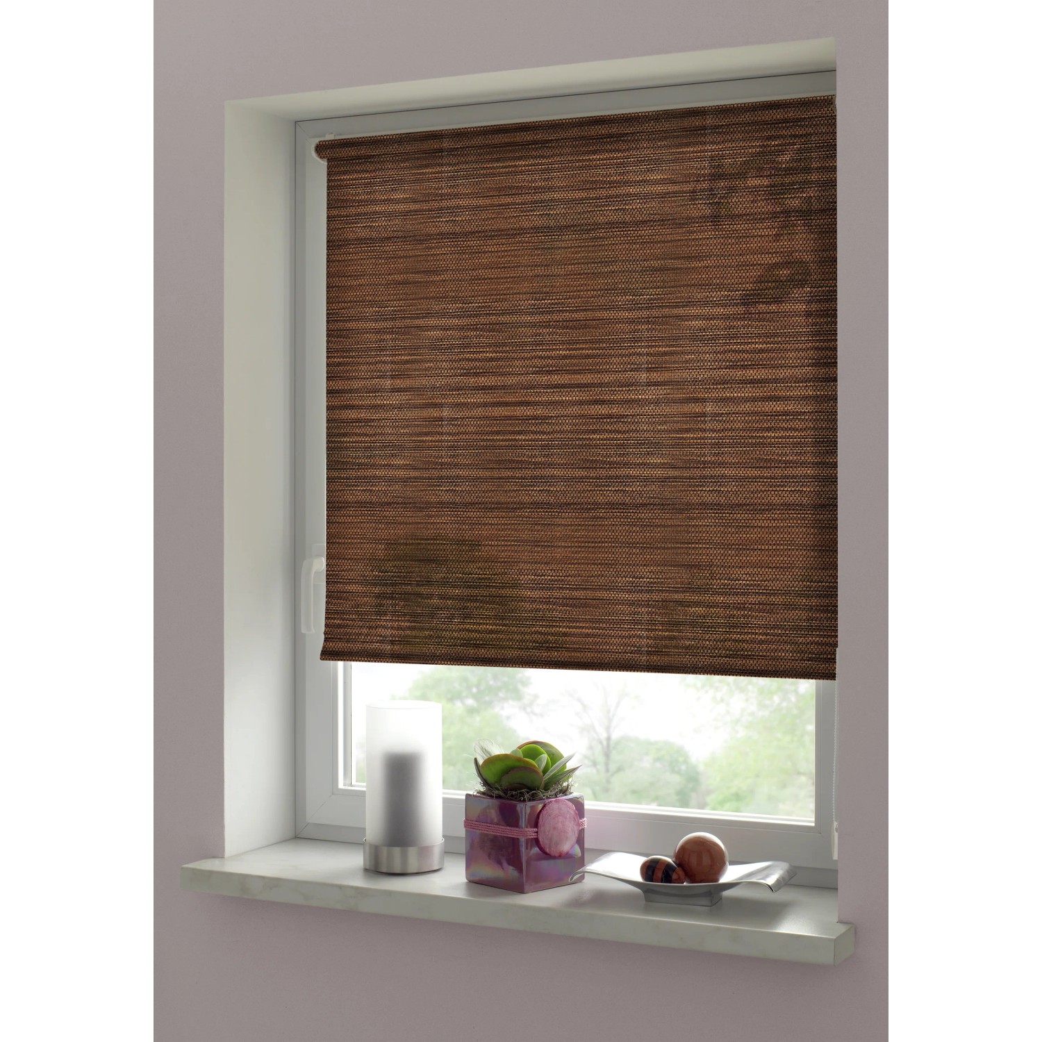 Gardinia EasyFix Rollo in Nougat, 75x150 cm, am Fenster montiert. Sichtschutz und Dekoration.