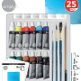 Daler-Rowney Aquarell-Set, 25-teilig mit Farben, Pinseln und Papier.