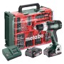 Metabo Akku-Schlagbohrmaschine SB 18 L Set mit Werkzeugkoffer, Akkus und Ladegerät.