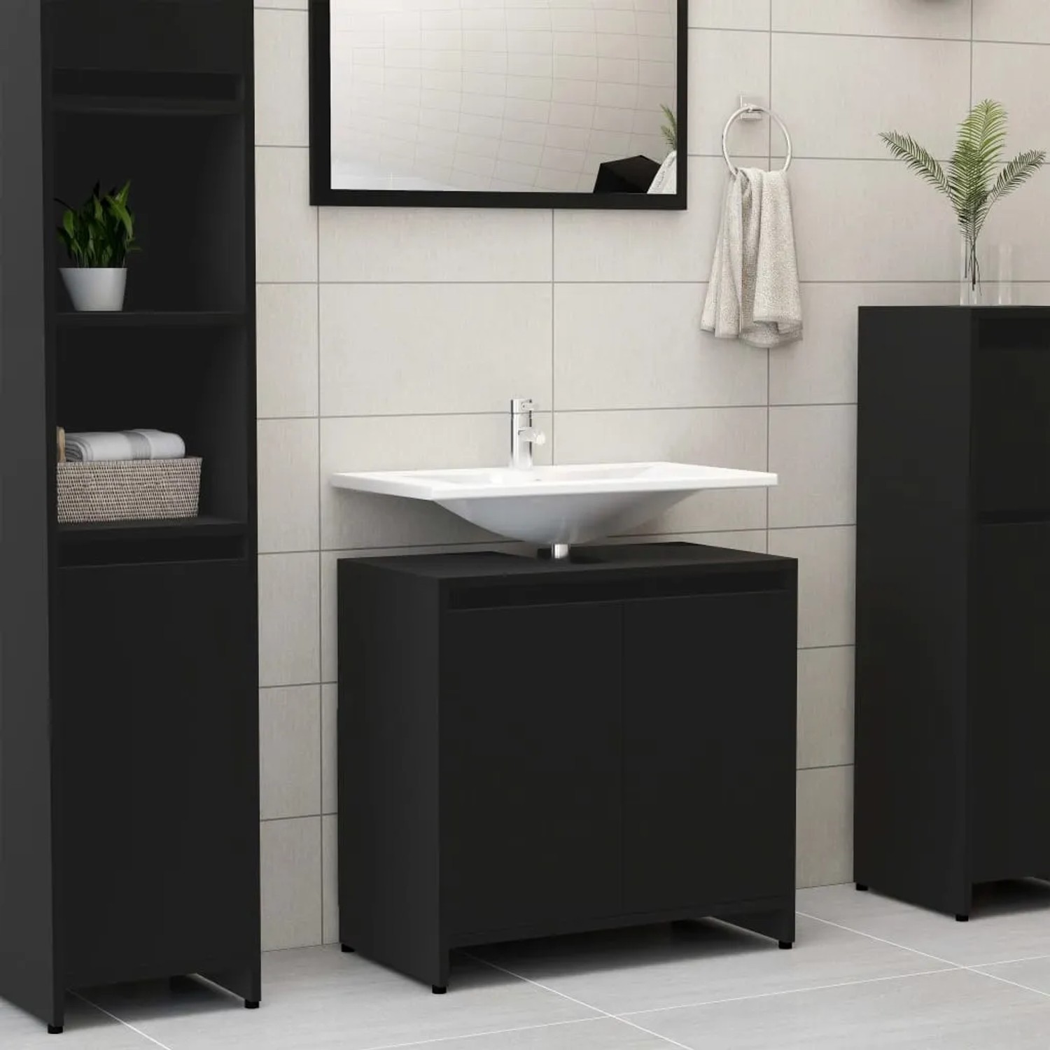 vidaXL Badschrank Schwarz 60 x 33 x 61 cm kaufen bei OBI