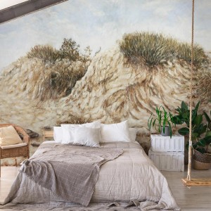 Bricoflor Fototapete Dünenlandschaft Ostsee, maritime Bildtapete in Beige/Hellblau für Wohnraum.