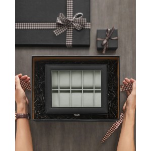 Songmics Uhrenbox Bridie mit 10 Fächern Schwarz