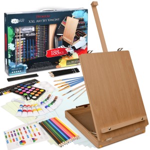 Artina Vincent Staffelei Malset, 188-teilig mit Farben, Pinseln und Zubehör.