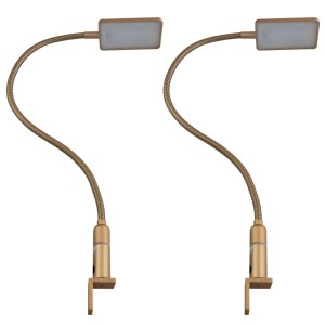 2er Set dimmbare LED Bettleuchten in Messing-Optik mit flexiblem Schwanenhals.