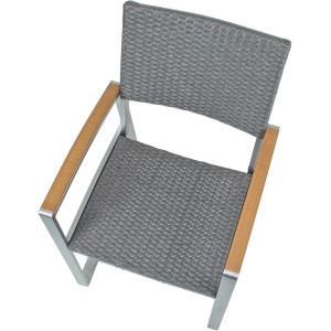 Garden Pleasure Stuhl Ava 2er-Set, silberner Gartenstuhl mit Armlehnen aus Aluminium und Kunststoffgeflecht.