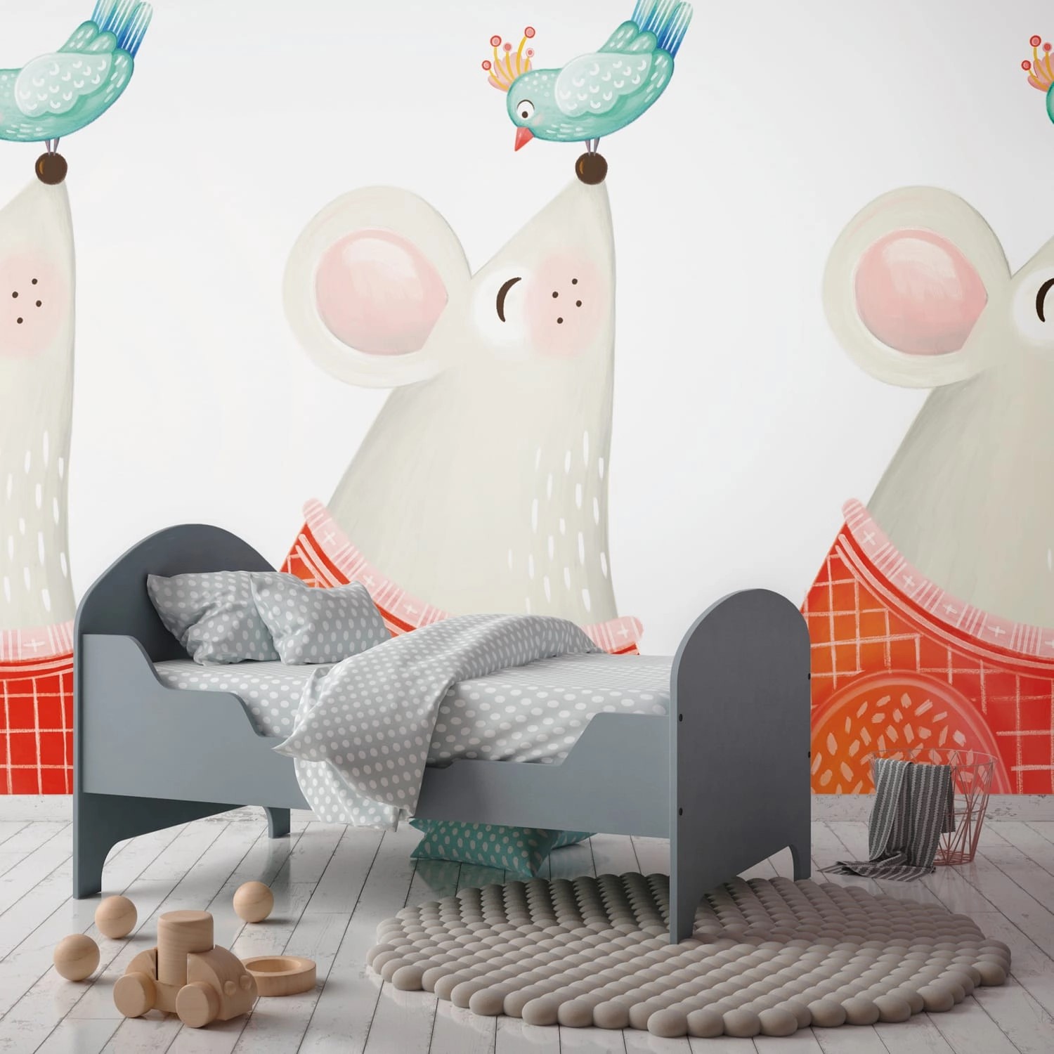 PROFHOME 391871-GU Fototapete Kindertapete Weiß Rot Türkis Grau 1,59 m x 2, günstig online kaufen