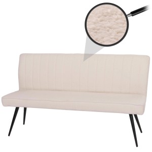 BERLINLODGE Sitzbank 90x160x60cm Sitzhöhe 48cm Rückenlehne Stoff/Textil Boucle Metall 160cm Creme-Beige