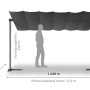 Leco Sonnendach Waved, 4x2,5m, Anthrazit: Markise mit verstellbarem Dach und Aluminium-Stahl Gestell. Inklusive Schutzhülle.