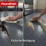 Dunkelgrauer Floordirekt PVC-Bodenbelag Check Quadra mit Quadrat-Optik. Flecken werden in Werkstatt und Küche leicht gereinigt.
