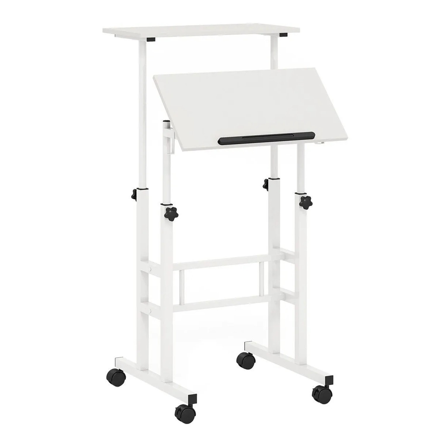 Costway Höhenverstellbar Mobiler Computertisch mit 2 Haken Weiß günstig online kaufen