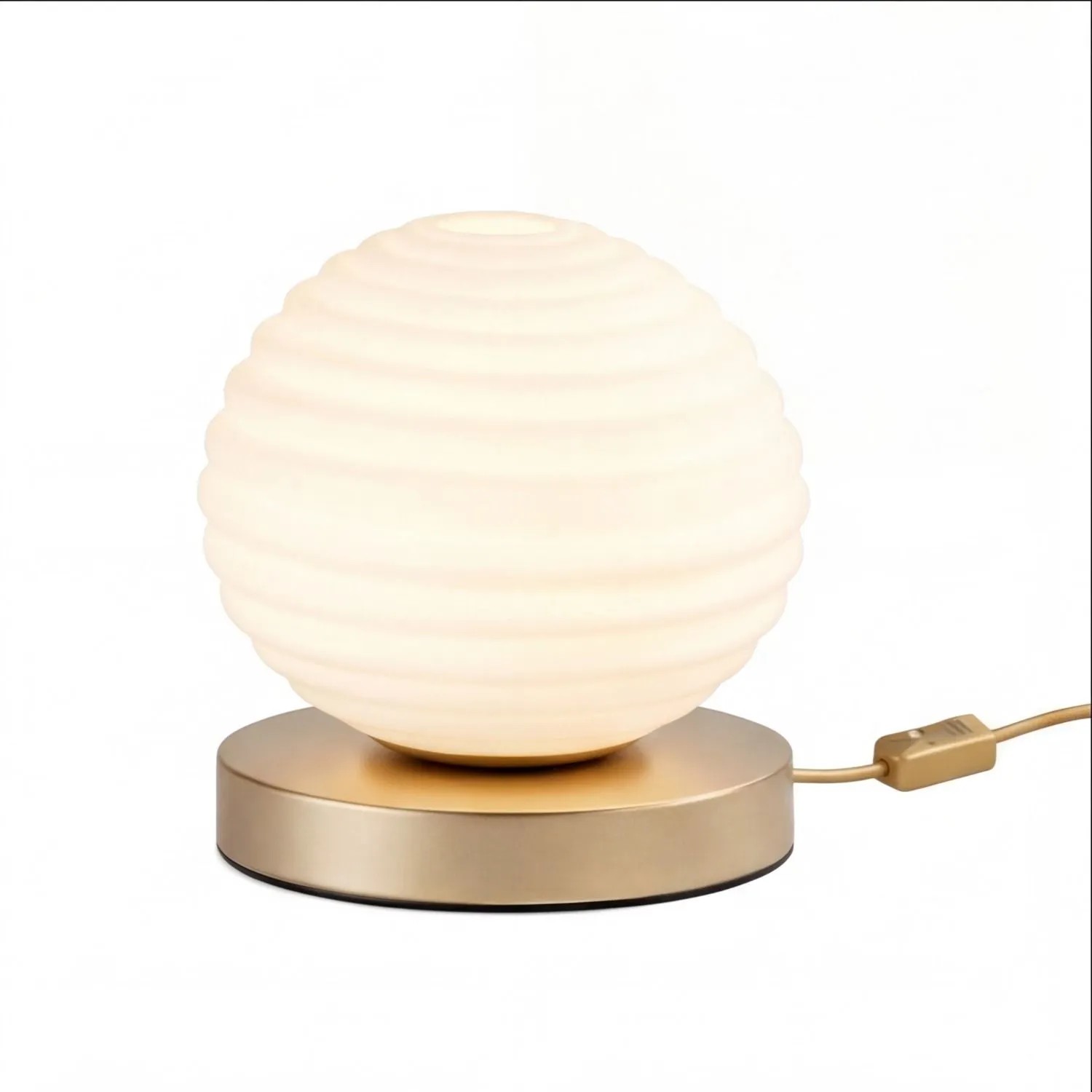 Licht-Erlebnisse Beistelllampe Glas Metall 28 CM Hoch Klein In Gold Weiß Für E27
