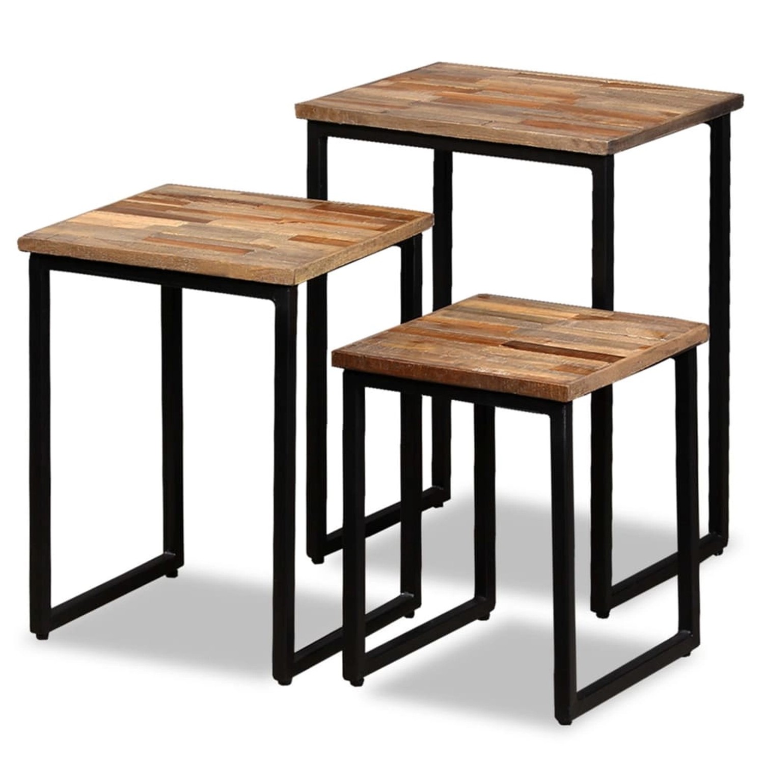 vidaXL 3-Tlg Satztisch-Set Massivholz Teak 245407