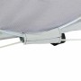 Detailansicht des grauen vidaXL Strandzelts: Stoff, Gestänge und Befestigungselemente.