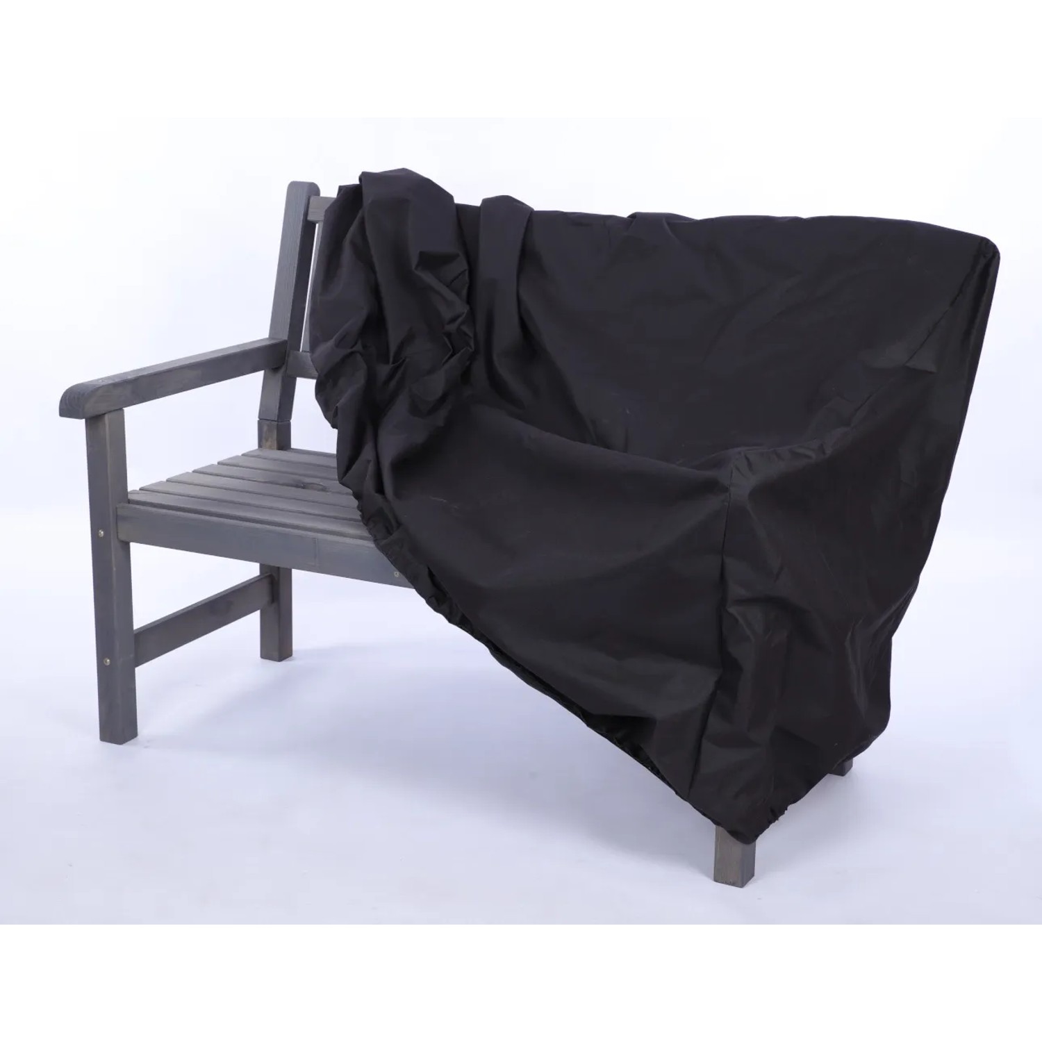 Graue PROREGAL Gartenbank Grana mit schwarzer Cordura-Abdeckung.