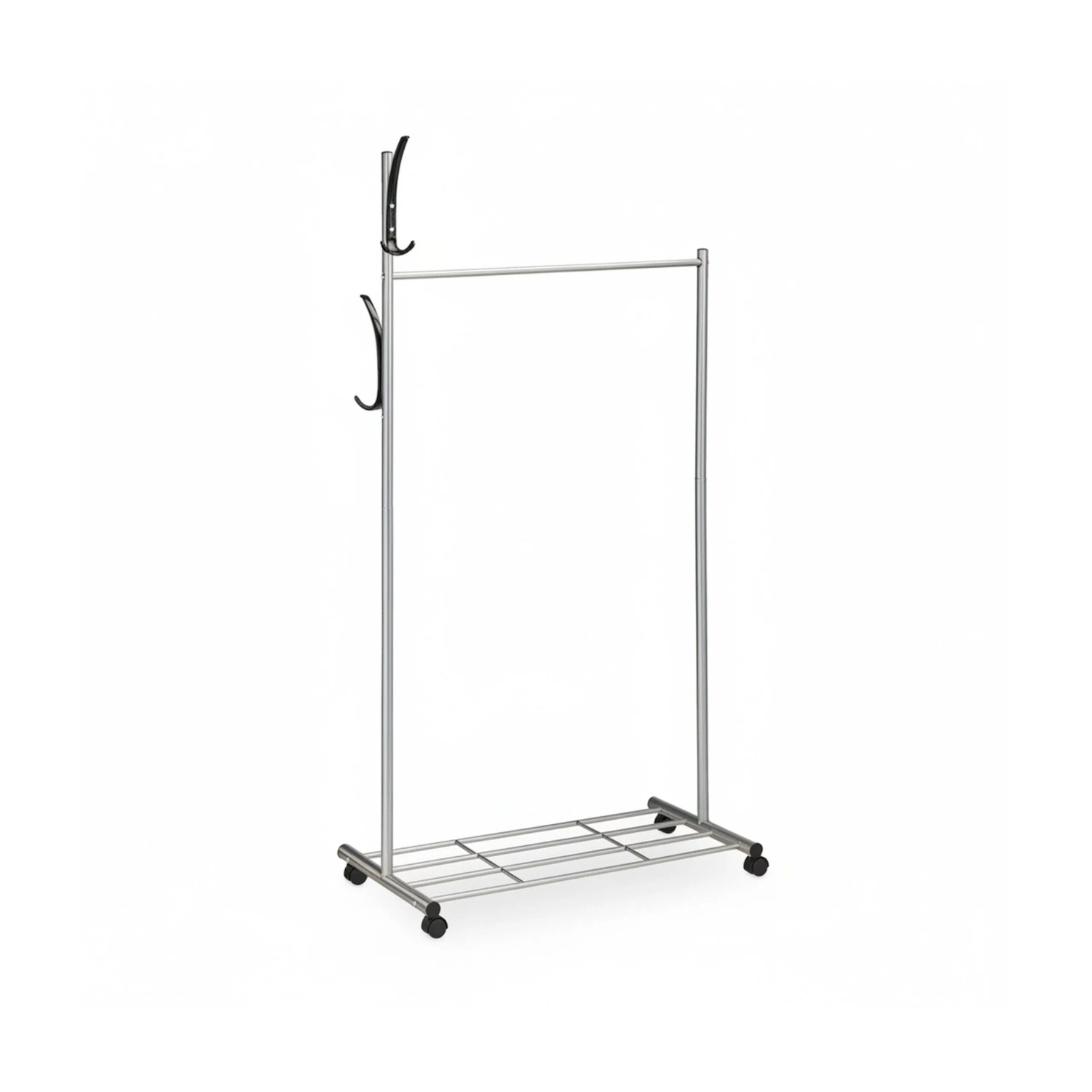 Relaxdays Garderobe mit Rollen Eisen Silber Schwarz 165 cm x 80 cm x 44 cm