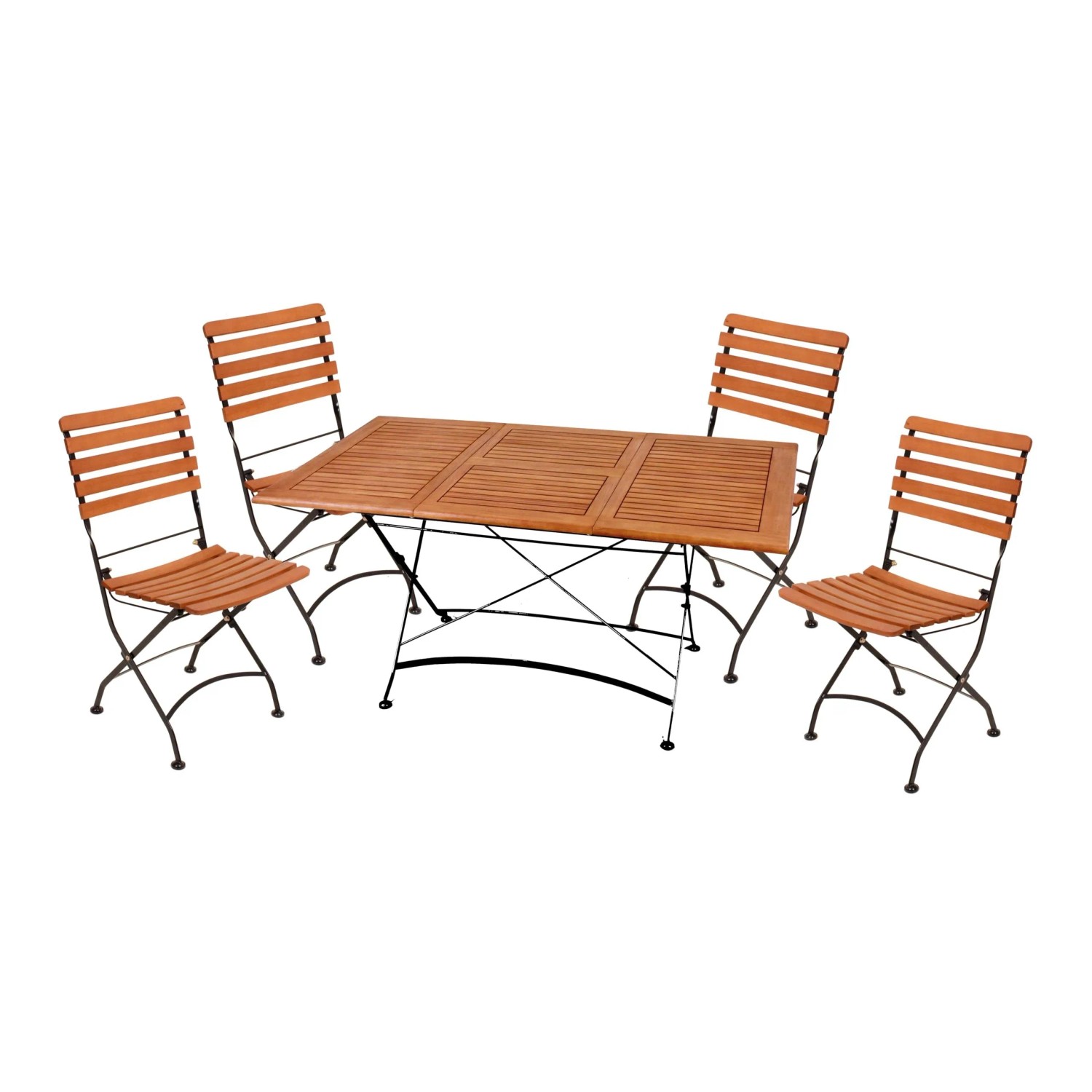DELUKE Garten-Sitzgruppe TOR 5-tlg. Eukalyptus Schwarz Ohne Armlehne Gartenmöbel-Set Gartengarnitur Garten-Essgruppe