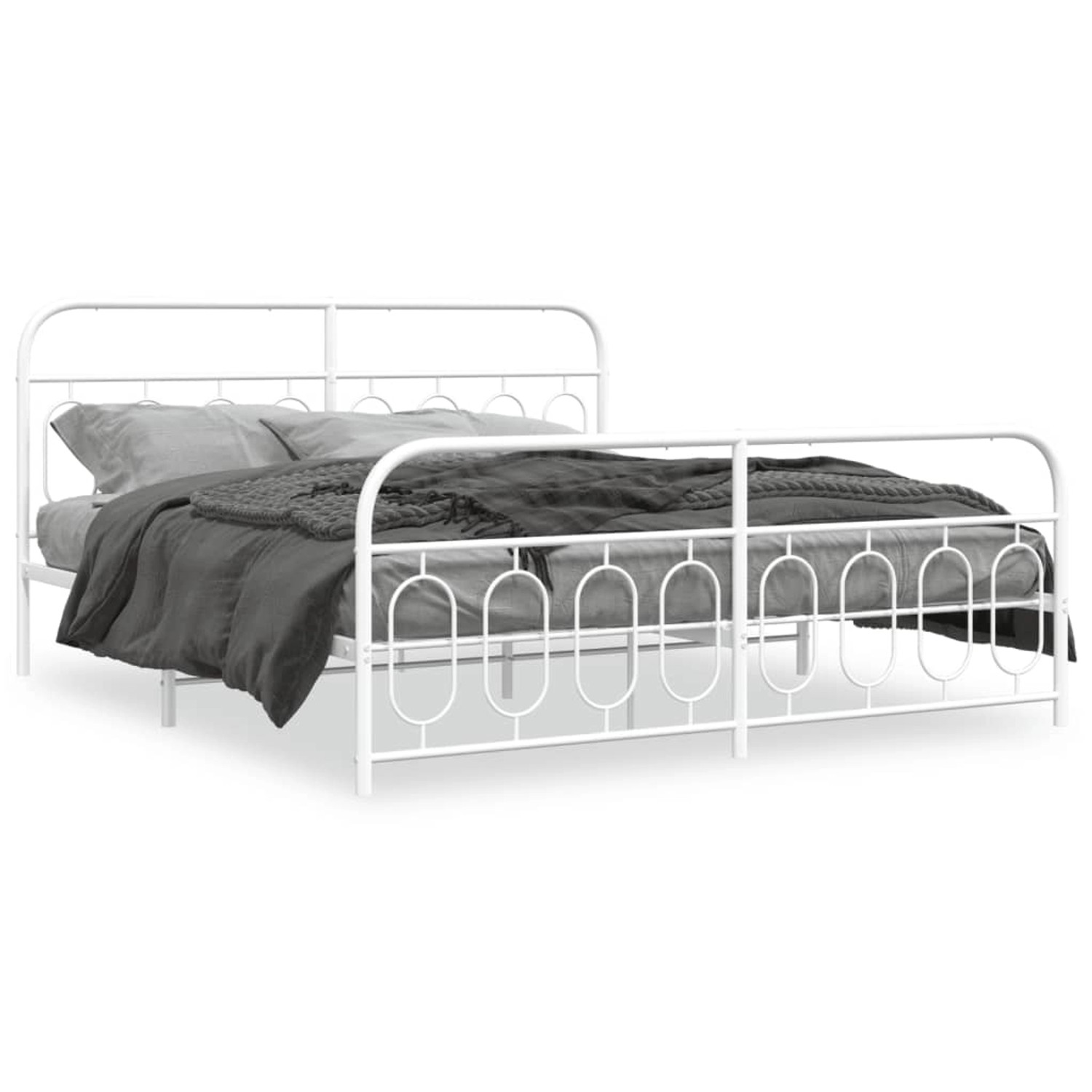 vidaXL Bettgestell mit Kopf- und Fußteil Metall Weiß 160x200 cm 377187 günstig online kaufen