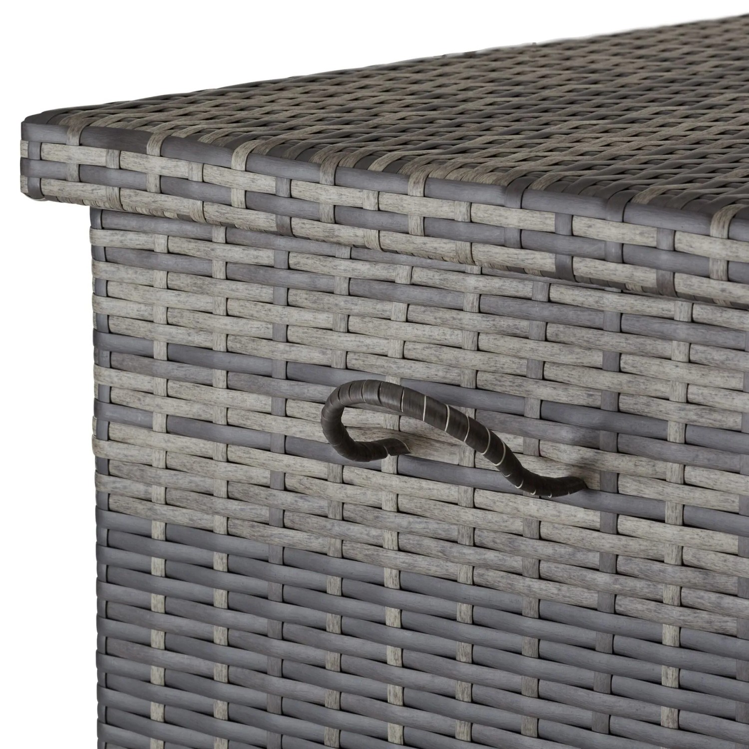 Tectake Auflagenbox Kiruna 270 L  Mit Rattangeflecht 2 Griffschlaufen und 2 Rollen  121 x 56 x 60 cm Grau_9