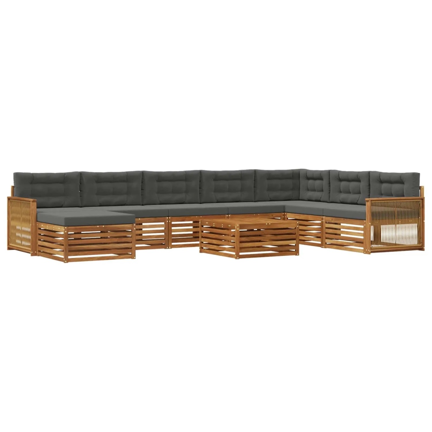 vidaXL Outdoor-Sofagarnitur mit Kissen 9 Stk Natur und Anthrazit 3383750