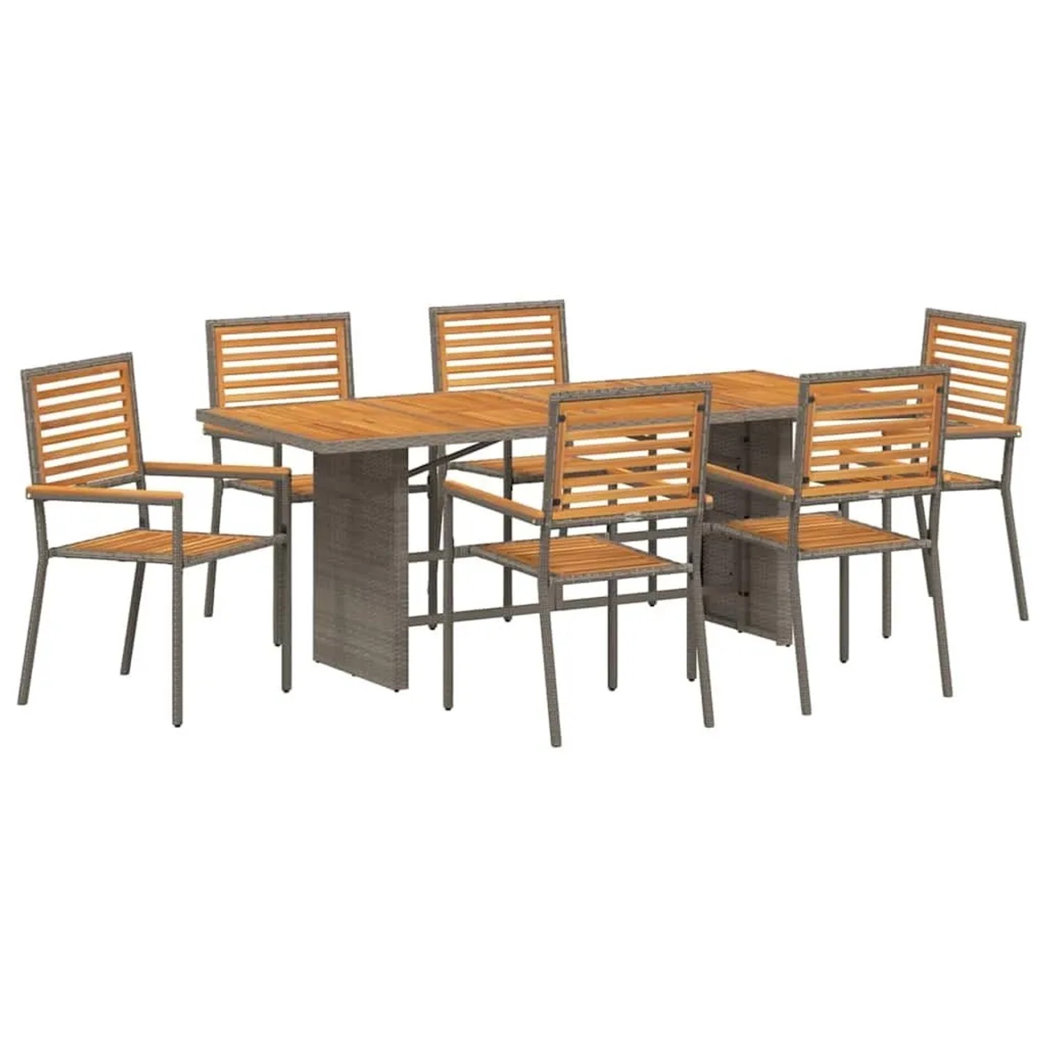 vidaXL Garten Essgruppe 7-Tlg Grau Poly-Rattan 3365451 günstig online kaufen