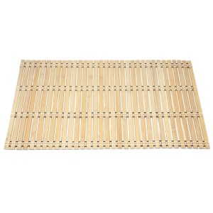 Hellbraunes, rechteckiges Bambus-Tischset (45x30cm) mit feinen Lamellen. Abwaschbares Platzdeckchen.