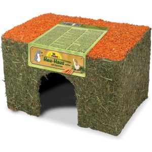 JR Farm Heu-Haus Karotte, Nager-Snack aus Heu und Karotten zum Verstecken und Knabbern.