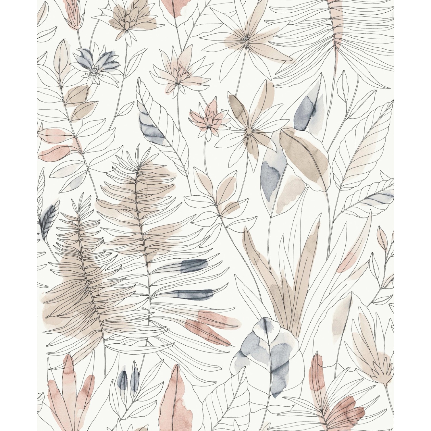 Erfurt Vliestapete Fleola Blätter beige blau B/L: ca. 53x1005 cm günstig online kaufen