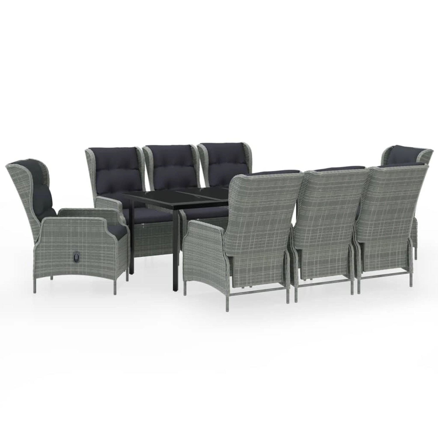 vidaXL 9-Tlg Garten-Essgruppe Hellgrau 3099648