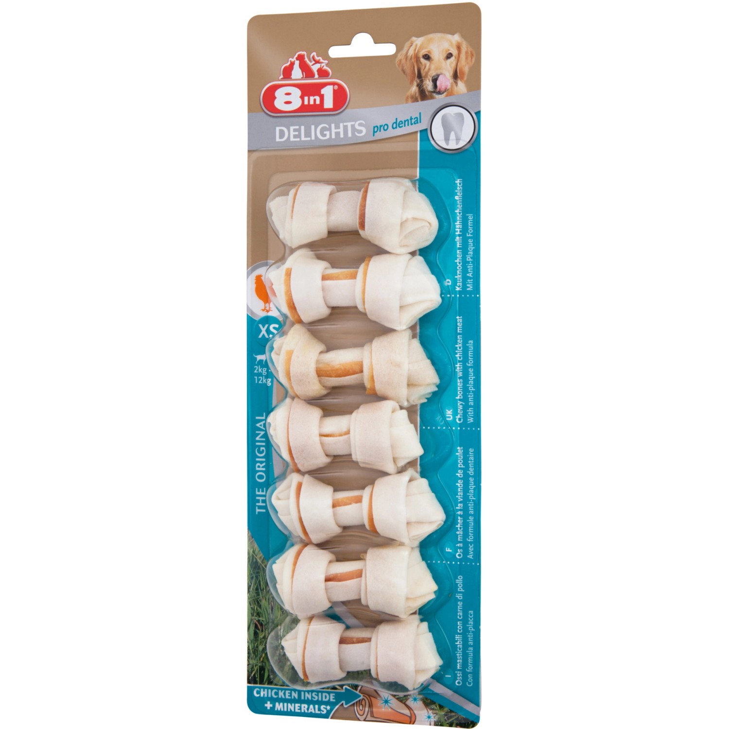 Image of 8in1 Hunde-Natursnacks Delights Pro Dental Hähnchen-Kauknochen XS