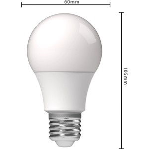 LED-Leuchtmittel E27, A60, 8,5W, 806lm, CCT, Ø 6cm x 10,5cm. Klassische Form mit E27-Sockel.