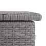 Detailaufnahme: Graue MCW Poly-Rattan Kissenbox, Aufbewahrungsbox mit geflochtener Struktur.