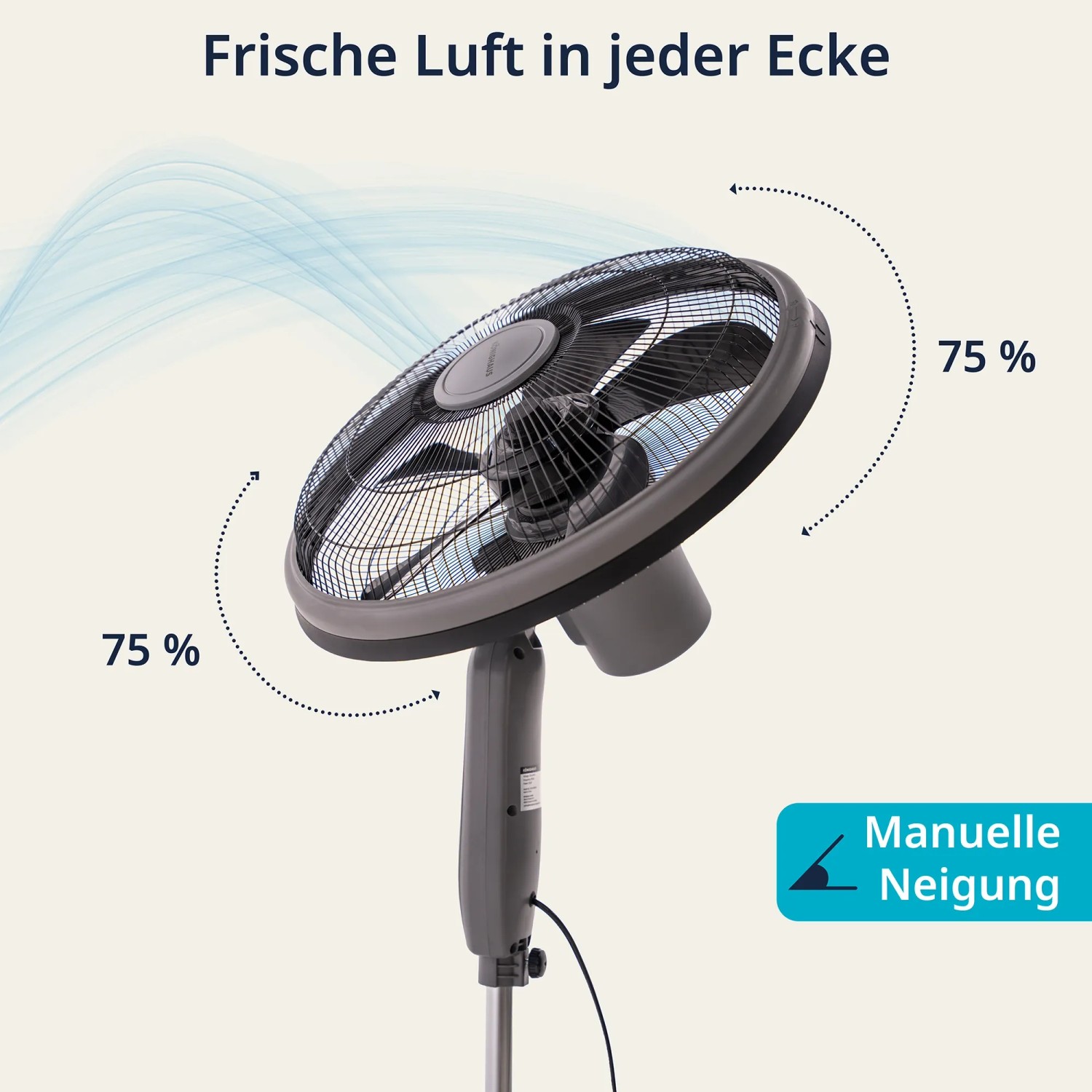Weißer Könighaus 3-in-1 Ventilator als Standventilator mit Neigungsfunktion.