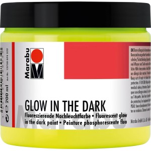 Marabu Glow in the Dark Farbe, nachleuchtgelb, 200ml. Wandfarbe für Akzente, die im Dunkeln leuchten.