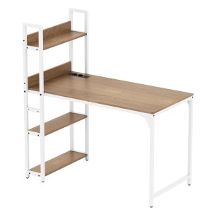 Costway Schreibtisch mit Ladestation Natur