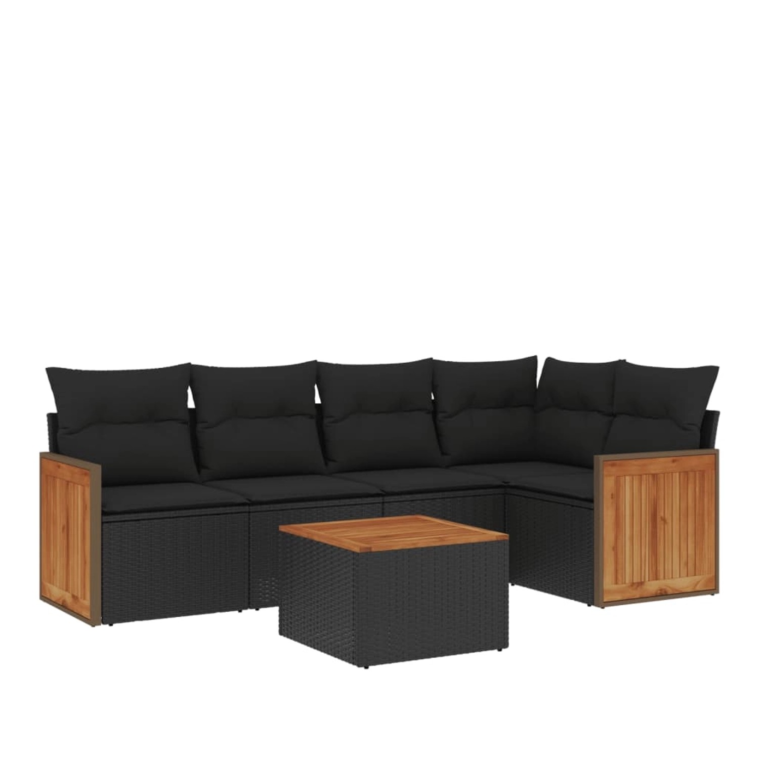 vidaXL 6-Tlg Garten-Sofagarnitur mit Kissen Schwarz Poly Rattan 3227630 günstig online kaufen