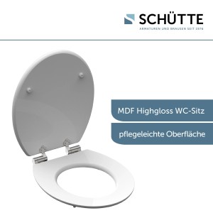 Schütte WC-Sitz Black Stone mit Absenkautomatik, Holzkern, weiße Innenseite.