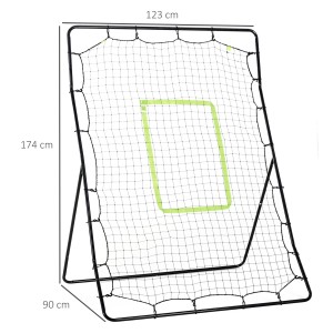 HOMCOM Fußball Rebounder aus Metall mit Netz und Treffzone, 123x90x174cm.
