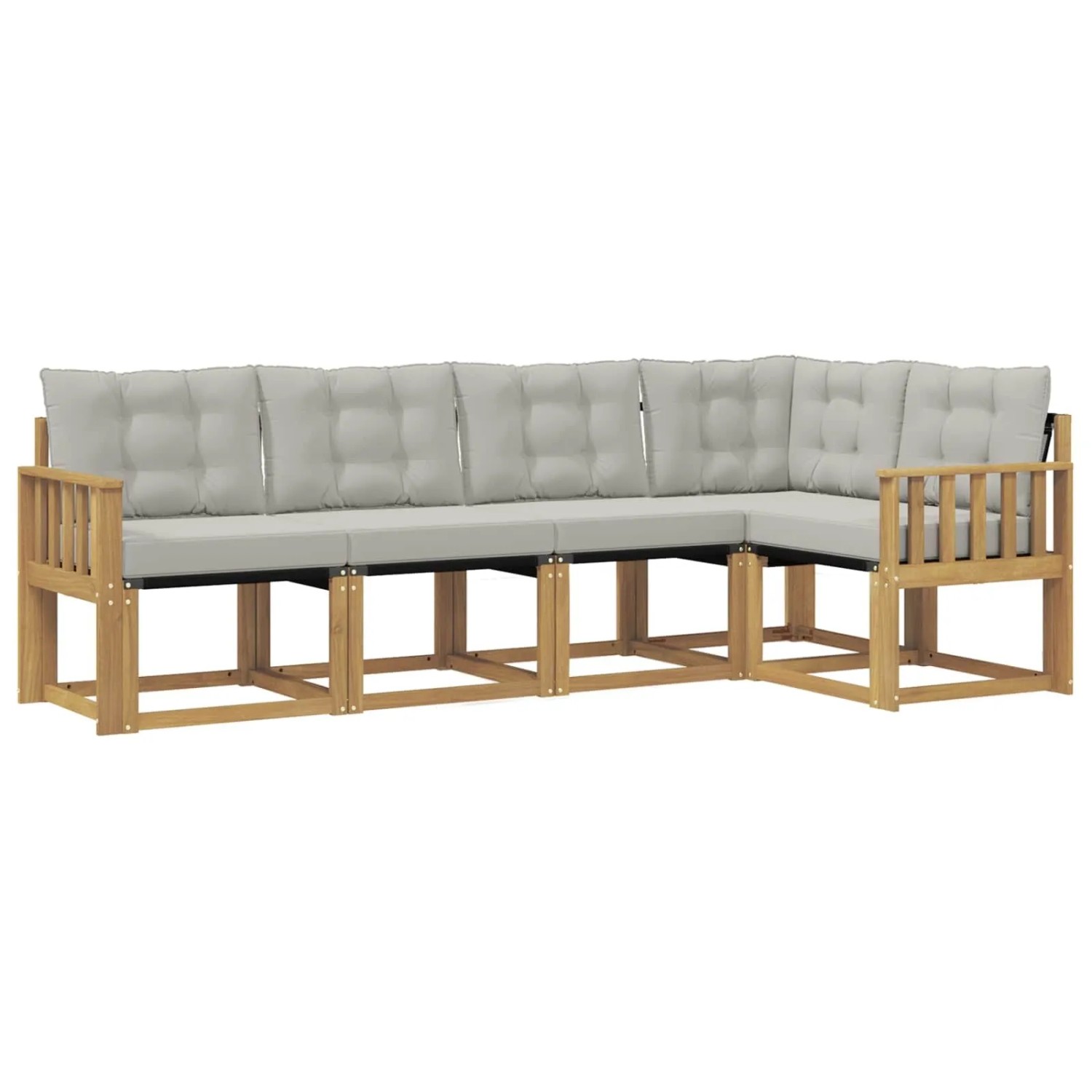 vidaXL Outdoor-Sofagarnitur mit Kissen 5-Tlg Weiß und Hellgrau 3389473