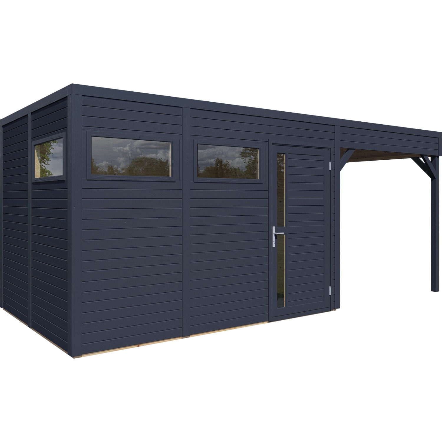 Bertilo Holz-Gartenhaus Cubus 3 Lounge Anthrazit 559 cm x 234 cm FSC®
