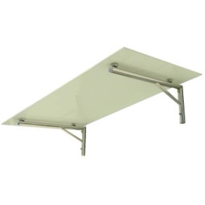 Glasvordach Zugspitze Milchglas, 200x120 cm, mit Edelstahlhalterungen für den Hauseingang.