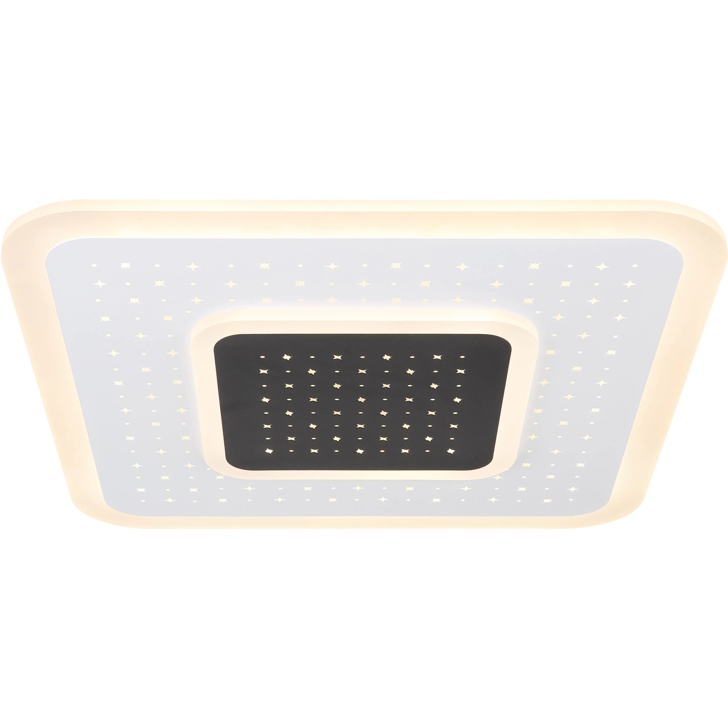 Moderne, dimmbare LED-Deckenleuchte Gisell, weiß matt, mit Fernbedienung, 46x46 cm.